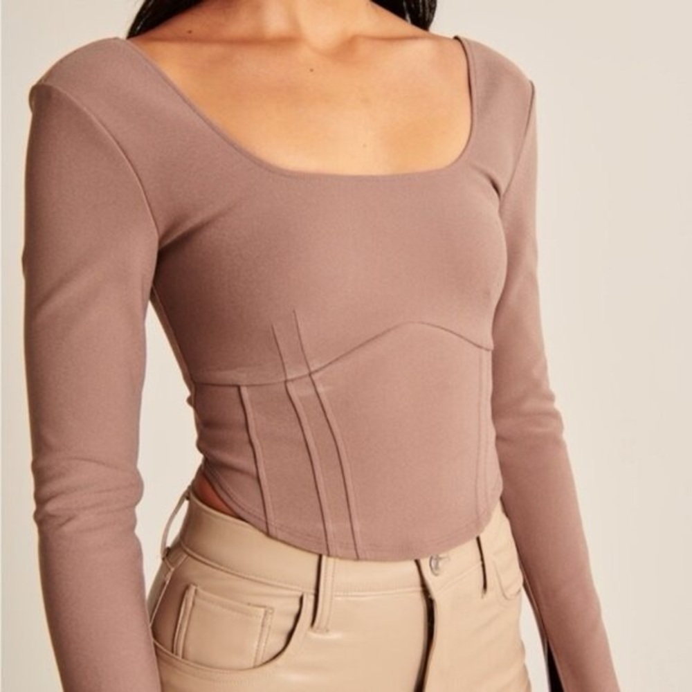 Abercrombie & Fitch Long Sleeve Corset Scoop Neck top